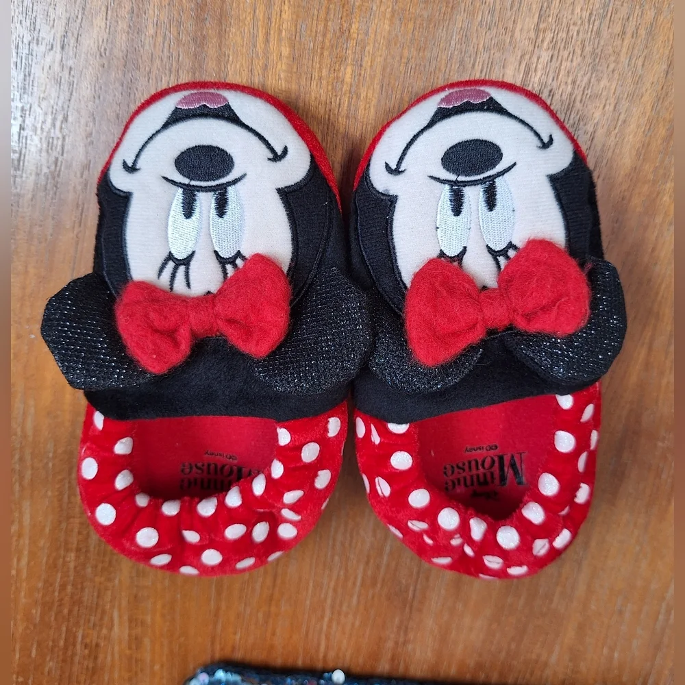 Disney Kids Minnie Mouse Slippers Frozen Sequins Pencil Zip Pouch Sparkly NEW